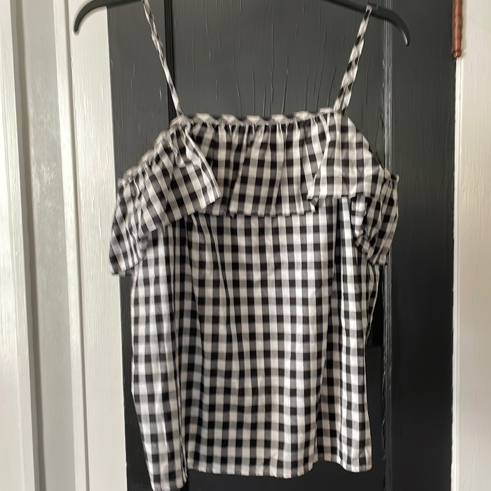 Black and white gingham tank.